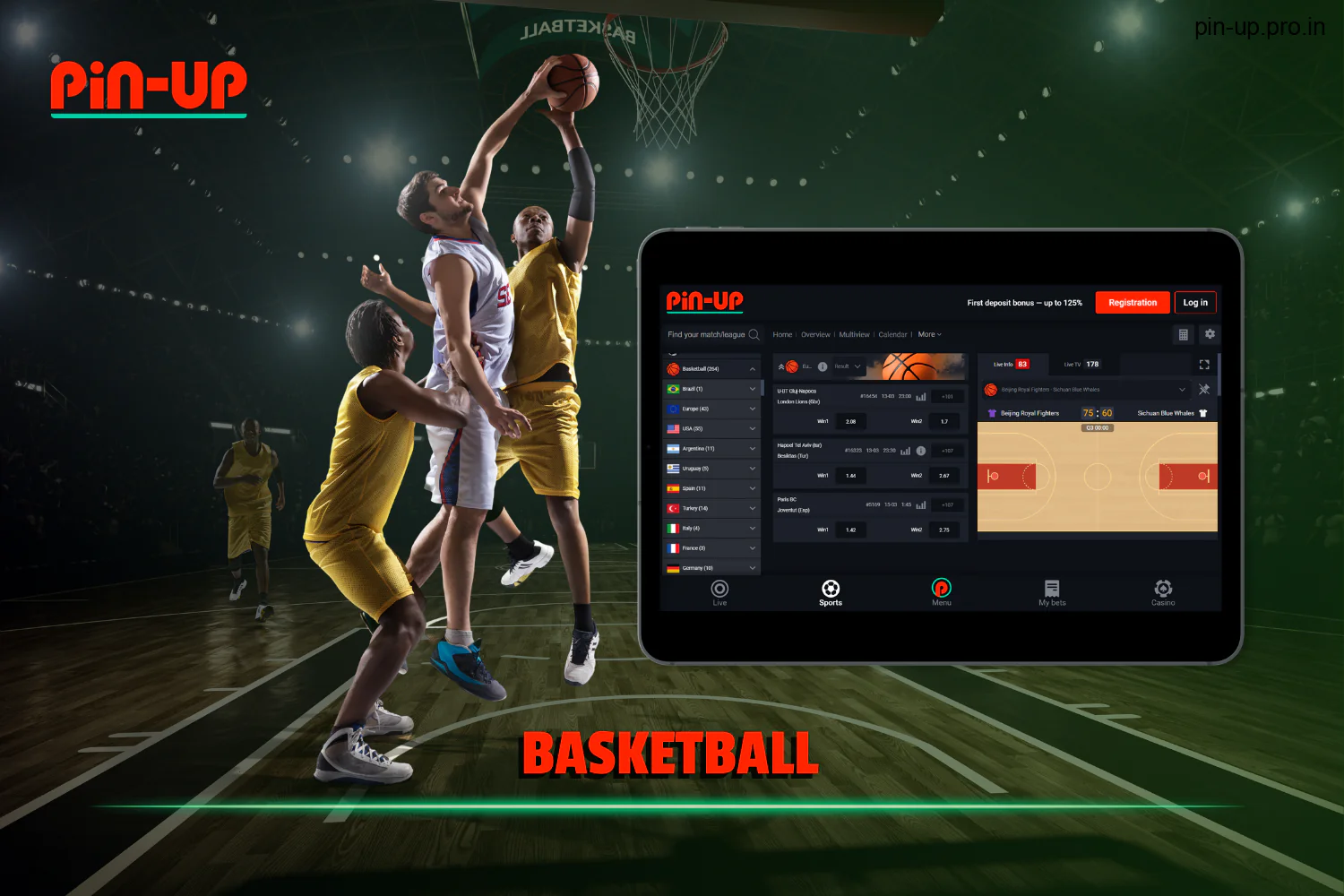 Users from India can engage in betting on basketball matches through PinUp.