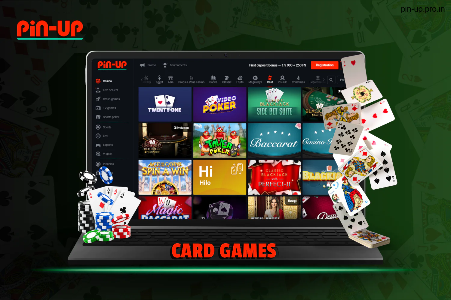 Indian users have access to a diverse range of card games on the Pin Up website.