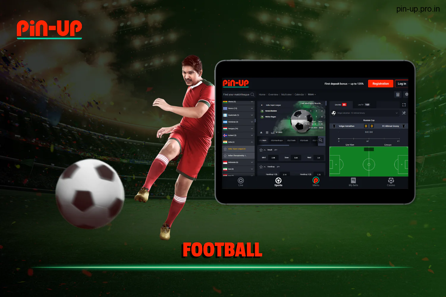 Indian users of PinUp can participate in betting on football matches.