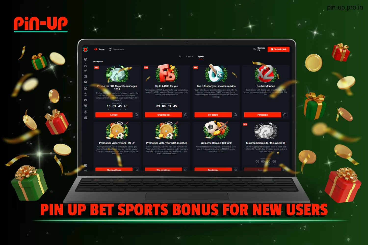 New users from India at Pin Up Casino are offered a welcome sports bet bonus