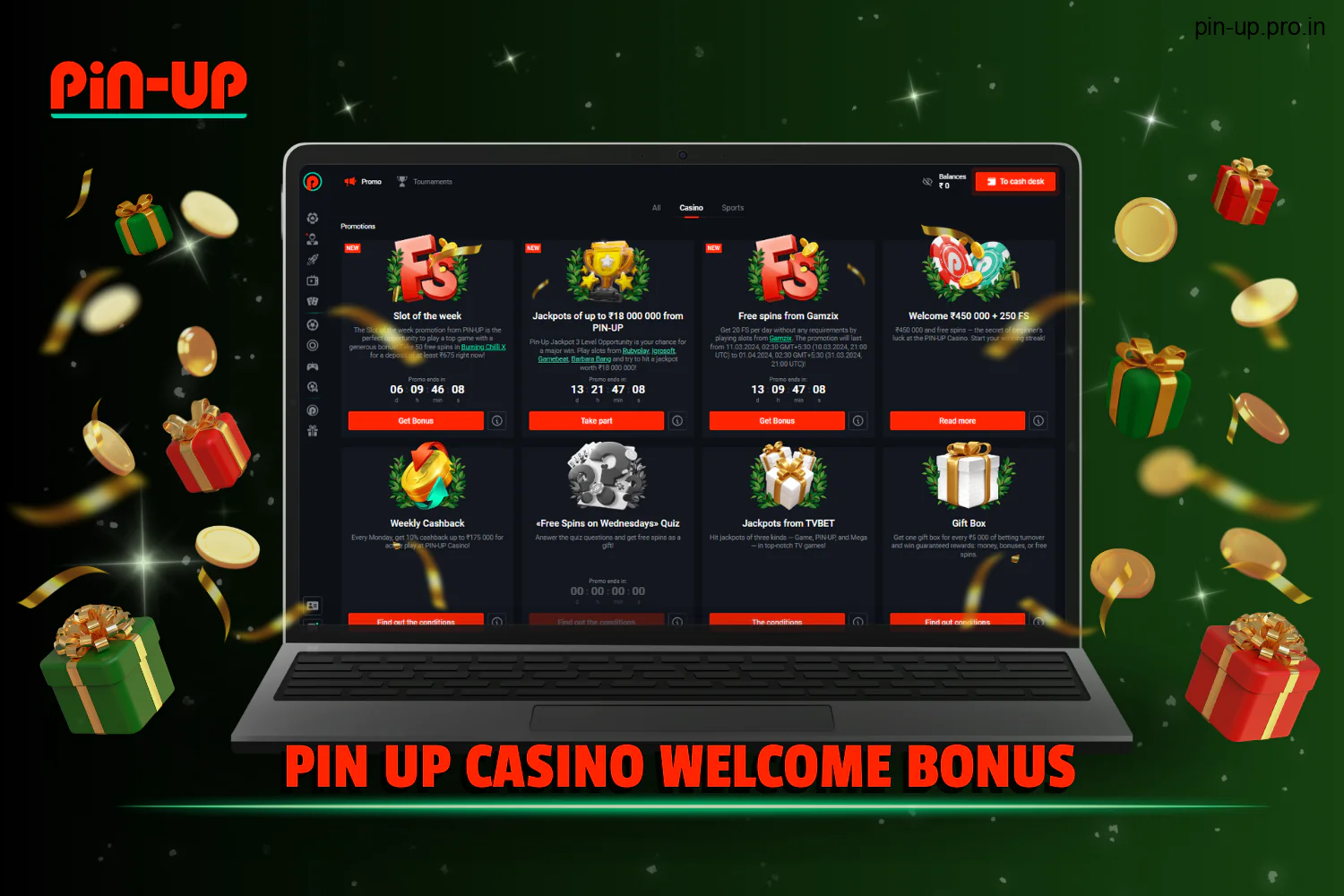 New users from India are offered a welcome bonus at the Pin Up casino