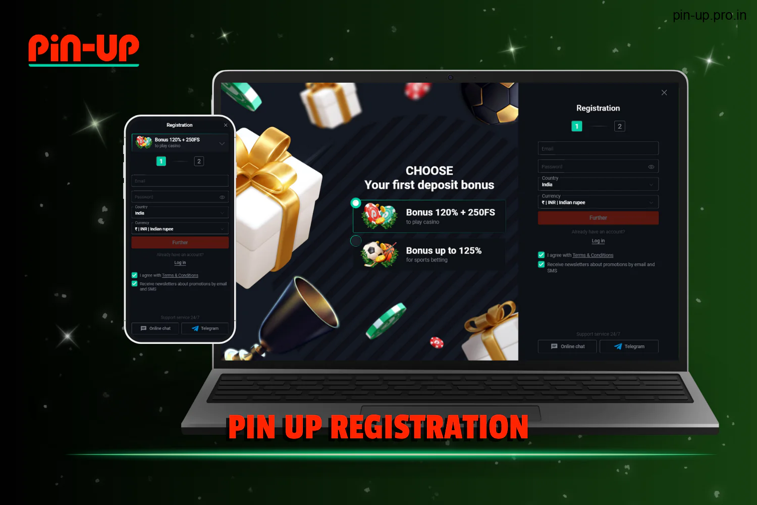 Every Indian user can complete the Pin Up registration process and begin betting, playing real money casino games