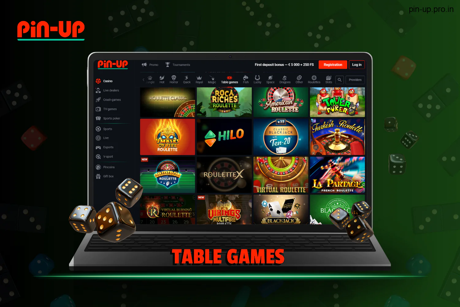 Indian users can enjoy a diverse selection of table games available on the Pin Up website