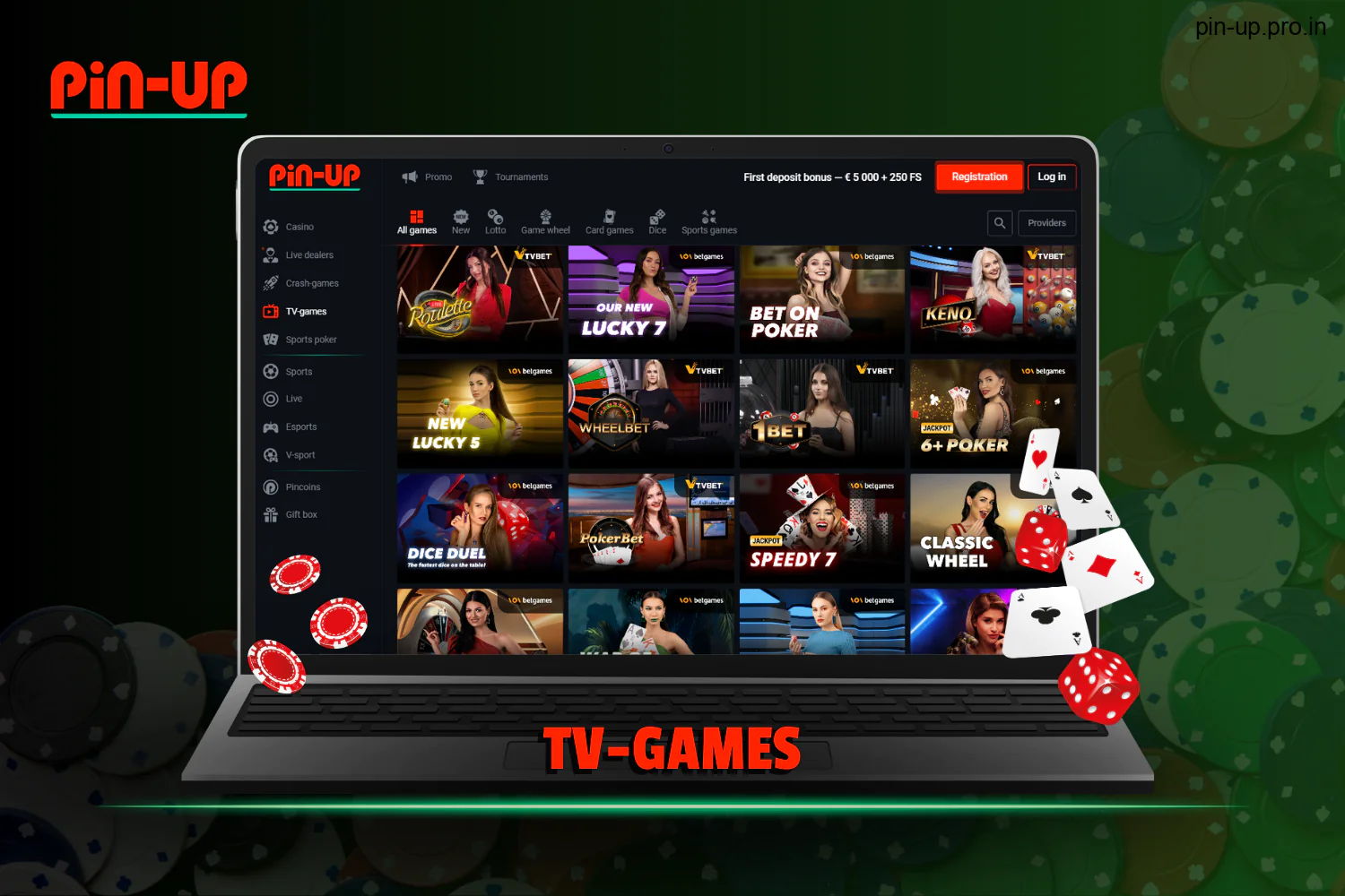 Pin Up users from India can access a broad selection of tv-games